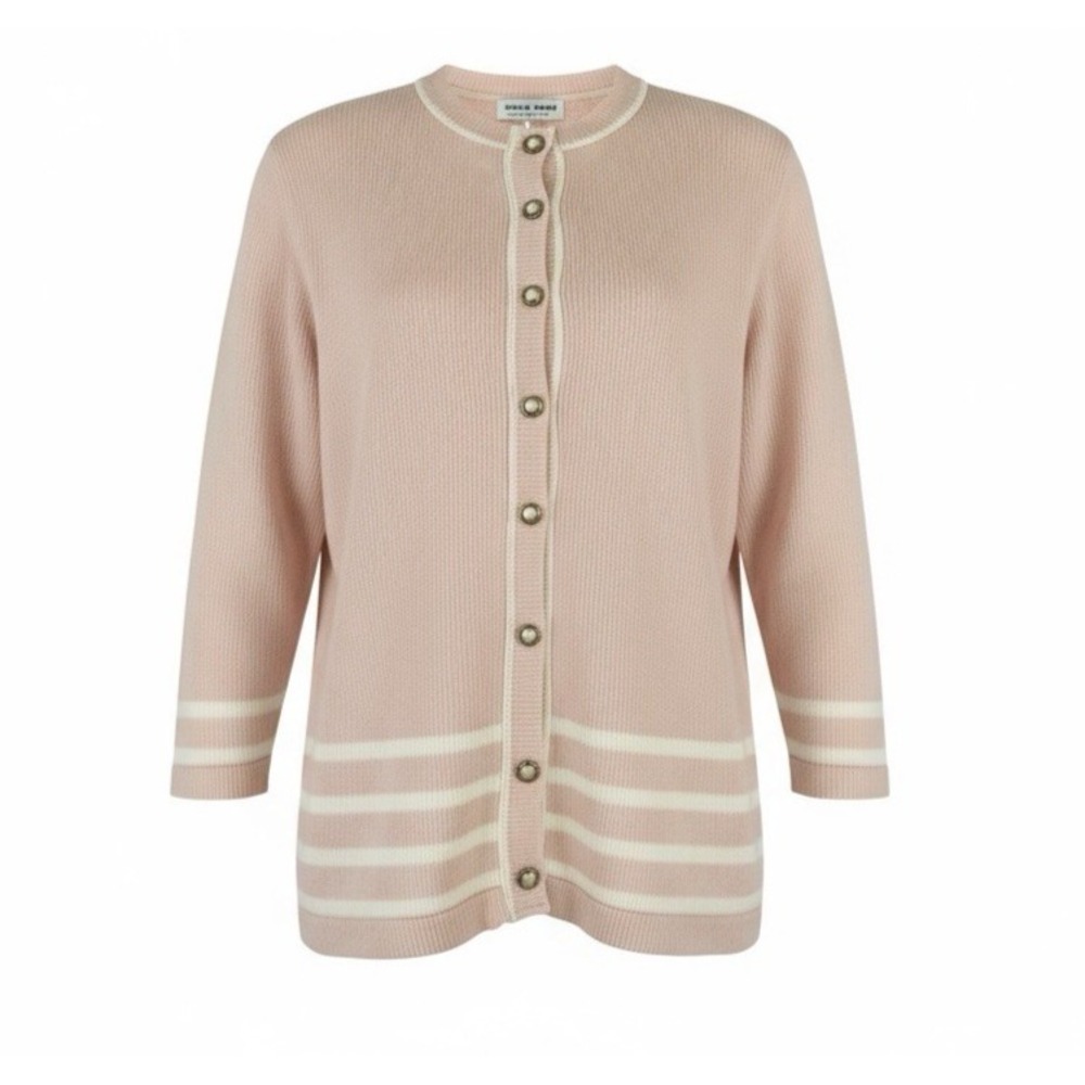 Vintage Alfred Dunner Pink Button Up Cardigan Sweater Women's Size L